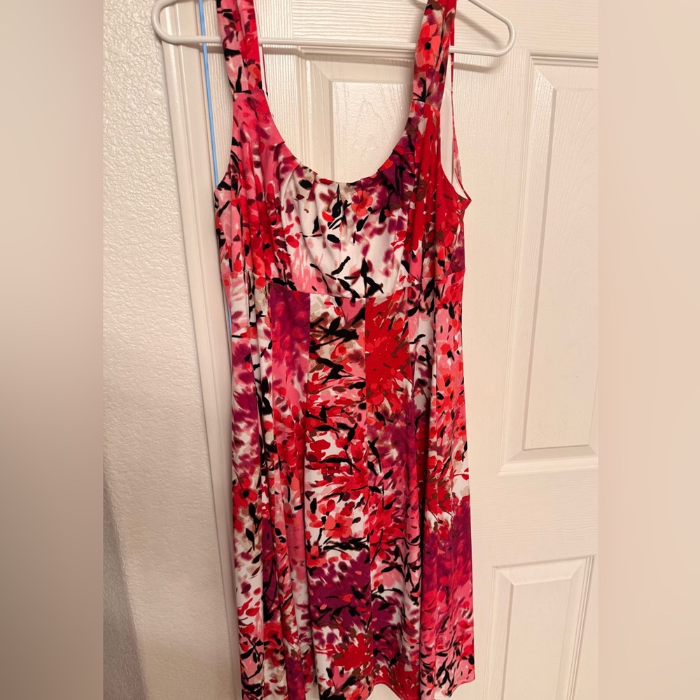 Sweet Floral Pink Red Sleeveless A-Line Dress